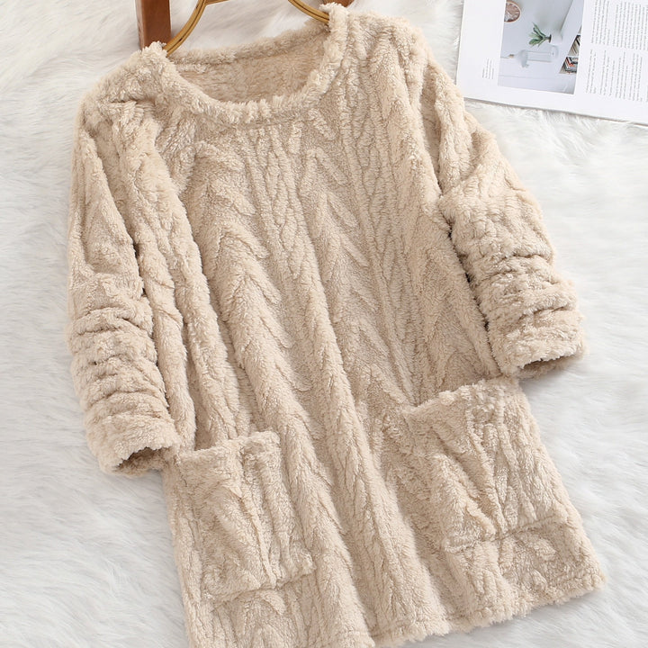 Soft Women's Knit Sweater with Pockets - Loose Fit for Fall & Winter