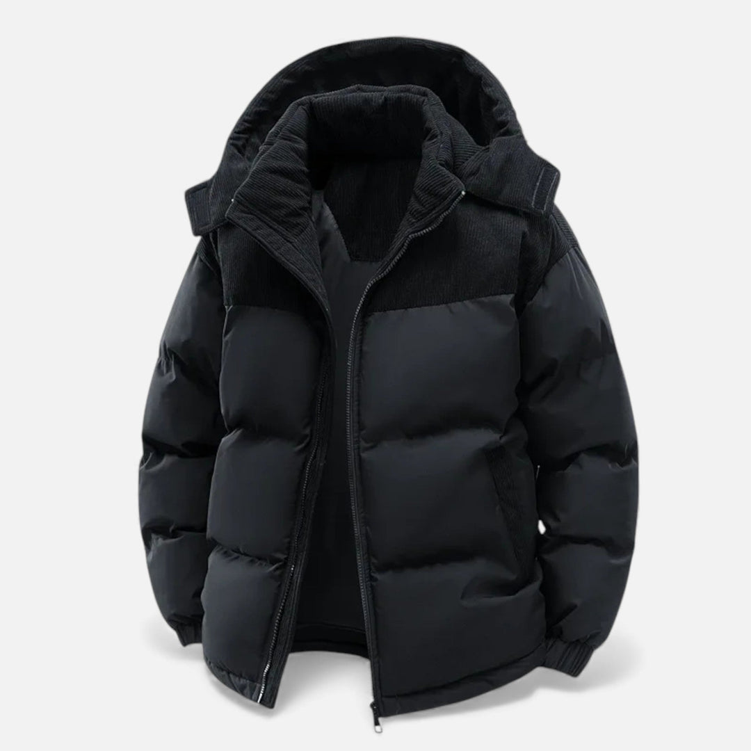 Lined Warm Men's Winter Jacket with Removable Hood