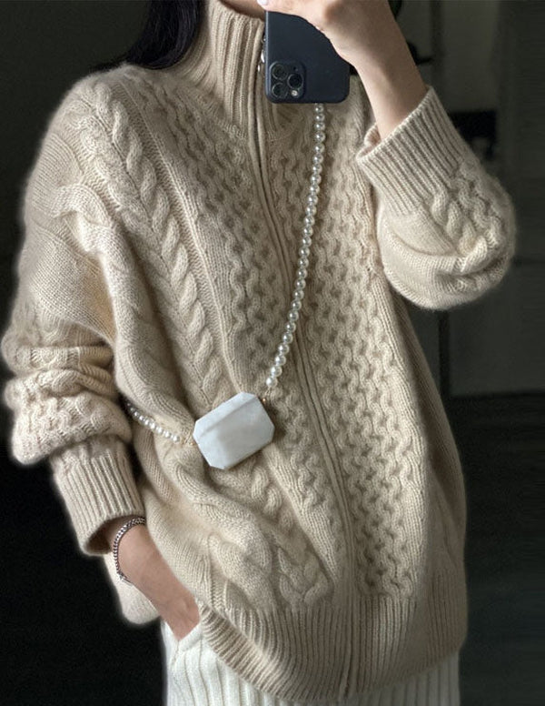 Luxurious Women's High-Neck Cardigan