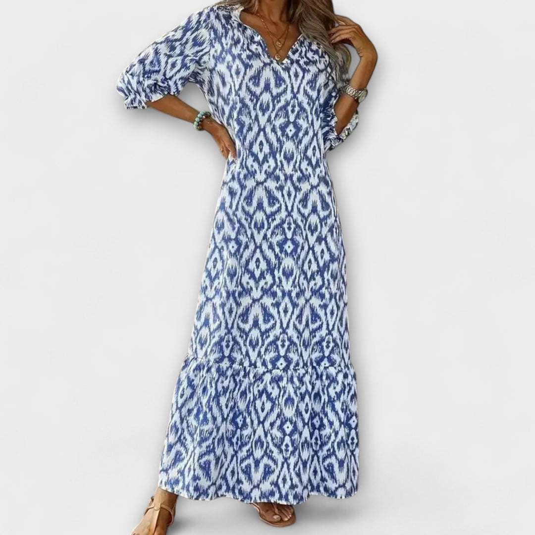 Elegant Women's Maxi Dress with Flowing Silhouette - Summer Dress