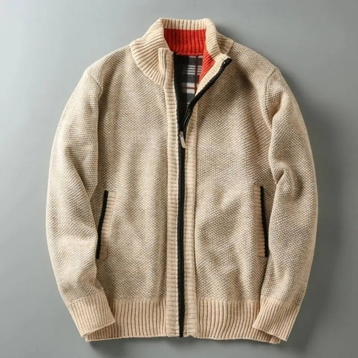 Men's Plaid Knit Jacket with Lining