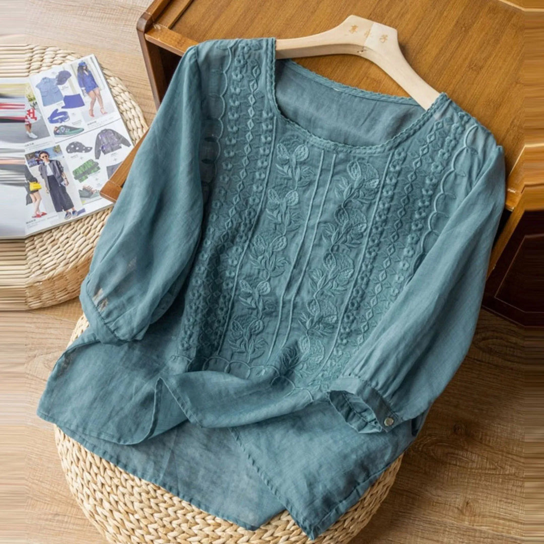 Elegant Women's Linen Blouse - Lightweight and Timeless for Warm Days