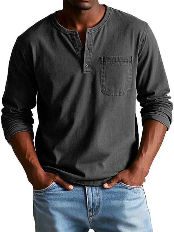 Casual Long Sleeve Men's Henley Shirt