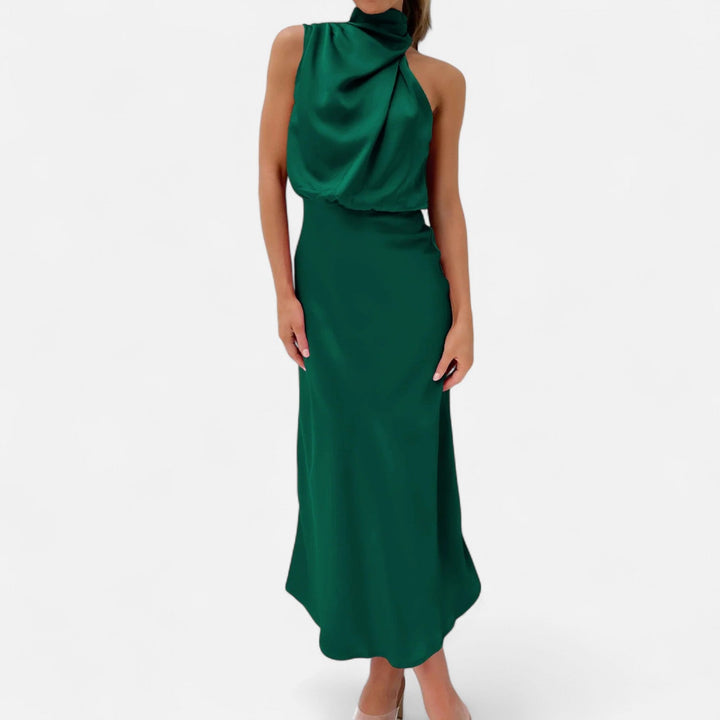 Women's Elegant Sleeveless Long Satin Dress