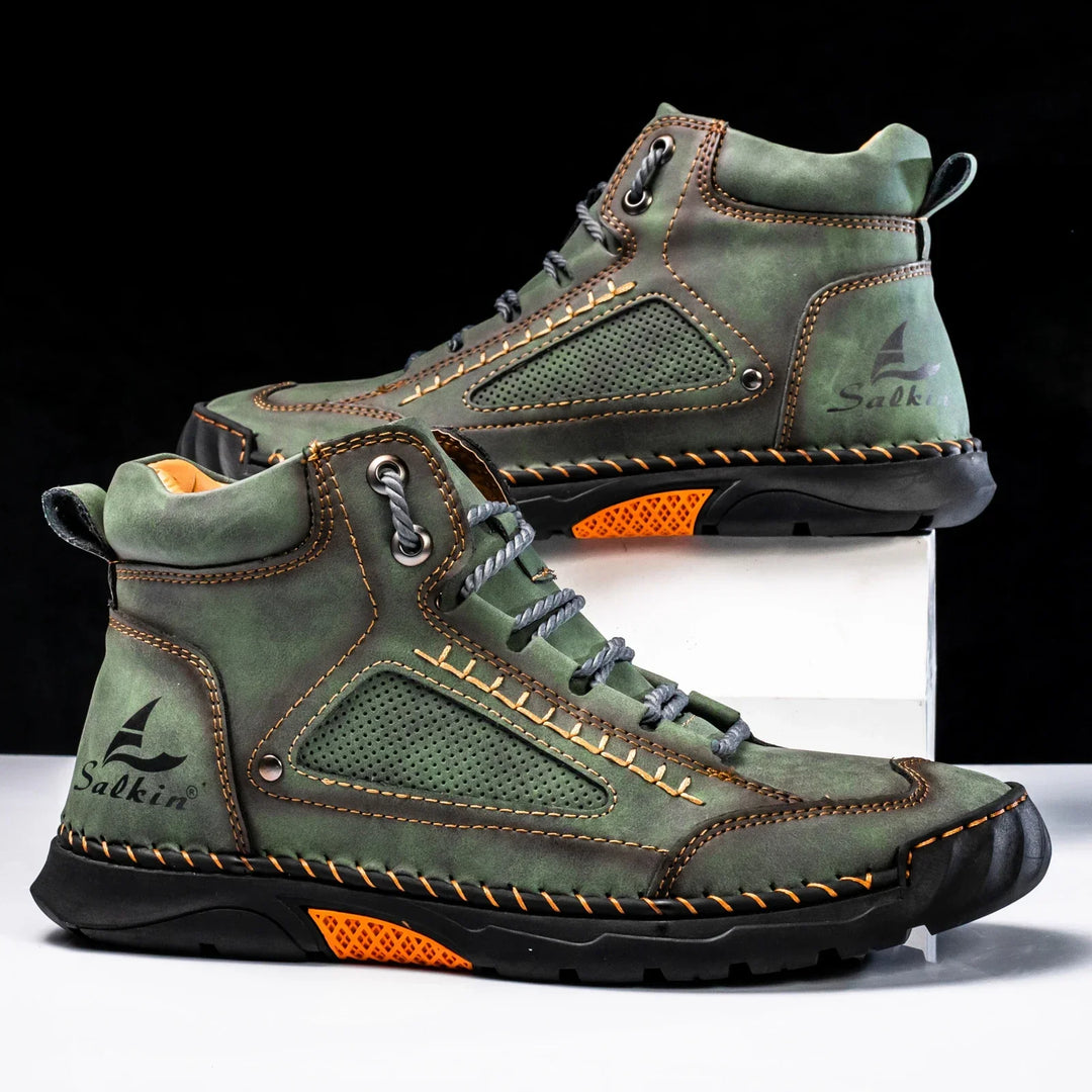 Men's Premium Leather High-Top Sneakers - Waterproof and Breathable