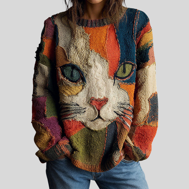 Artistic Bohemian Women's Cat Statement Top