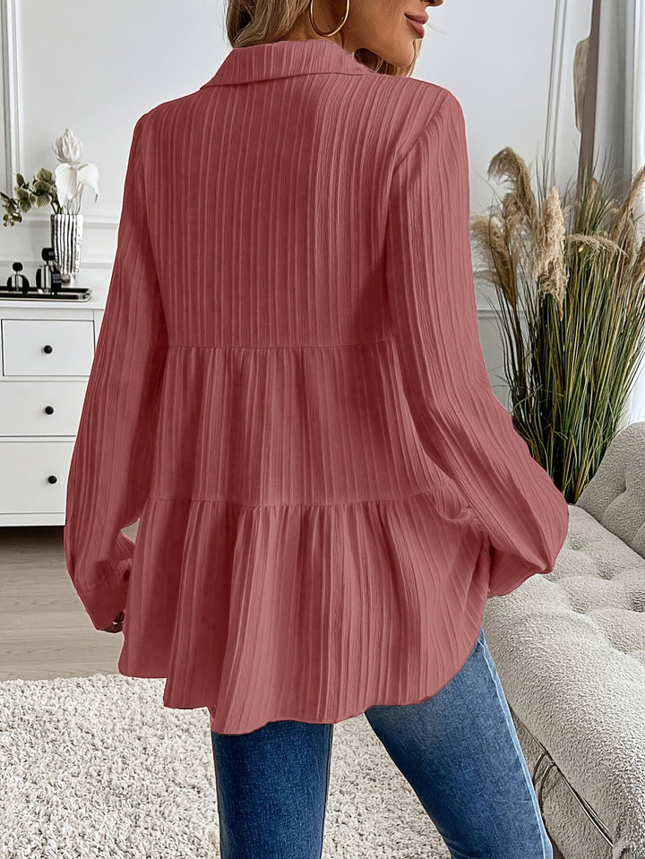 Flowy Women's Tunic Blouse with Button Front - Lightweight and Versatile