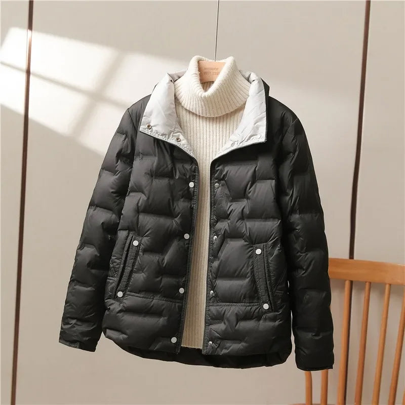 Women's Lightweight Quilted Down Jacket with Stand Collar