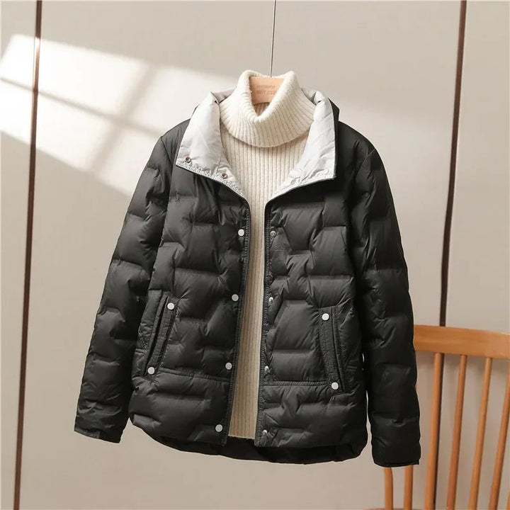 Women's Lightweight Quilted Down Jacket with Stand Collar