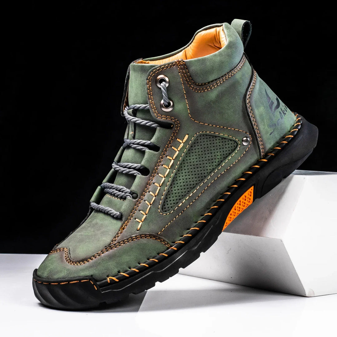 Men's Premium Leather High-Top Sneakers - Waterproof and Breathable