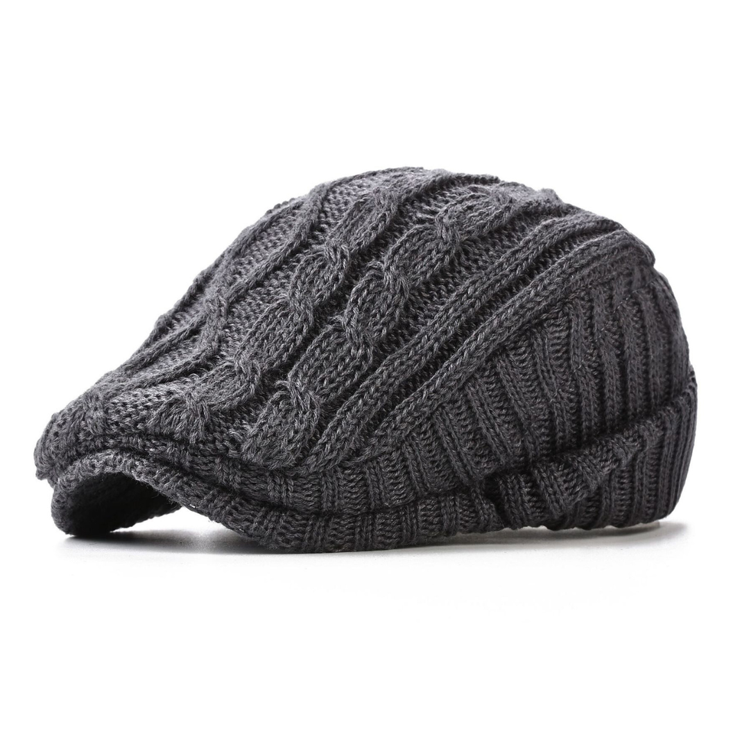 Warm Men's Knit Beanie with Fleece Lining - Soft Winter Hat with Ear Coverage