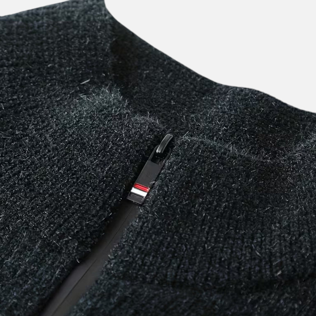 Men's Thick Striped Half-Zip Knit Sweater