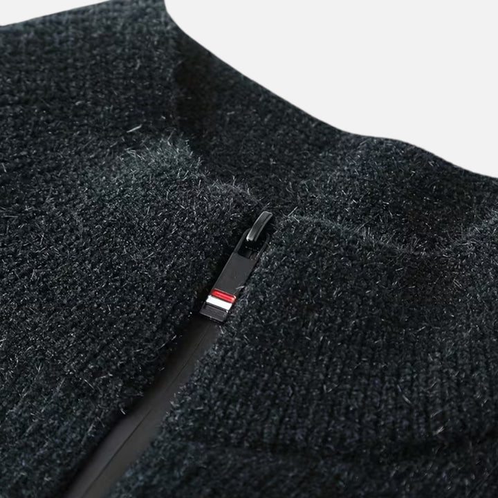 Men's Thick Striped Half-Zip Knit Sweater