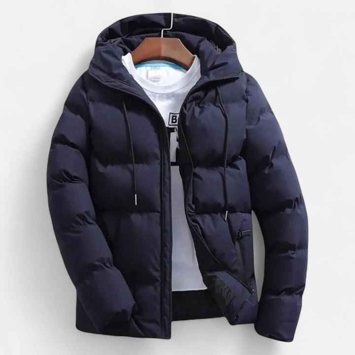 Warm Quilted Men's Hooded Down Jacket for Winter