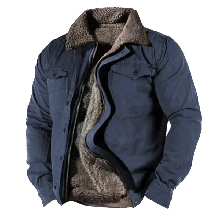 Men's Sherpa-Lined Cotton Utility Jacket - Warm Winter Jacket