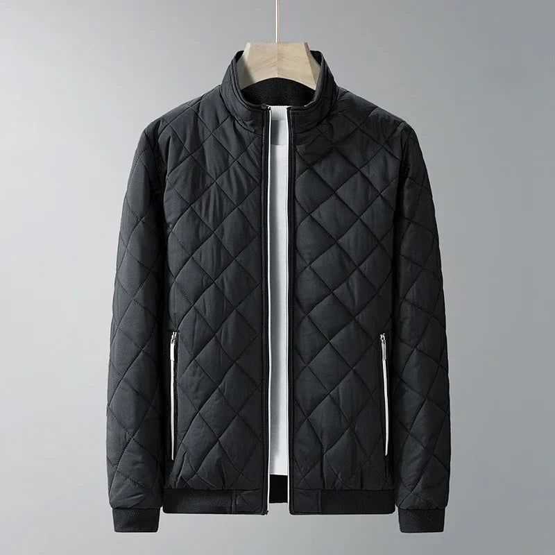 Quilted Men's Fleece Jacket with Thermal Lining - Warm Winter Jacket