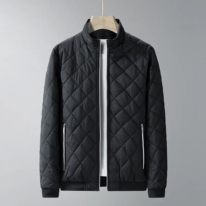 Quilted Men's Fleece Jacket with Thermal Lining - Warm Winter Jacket