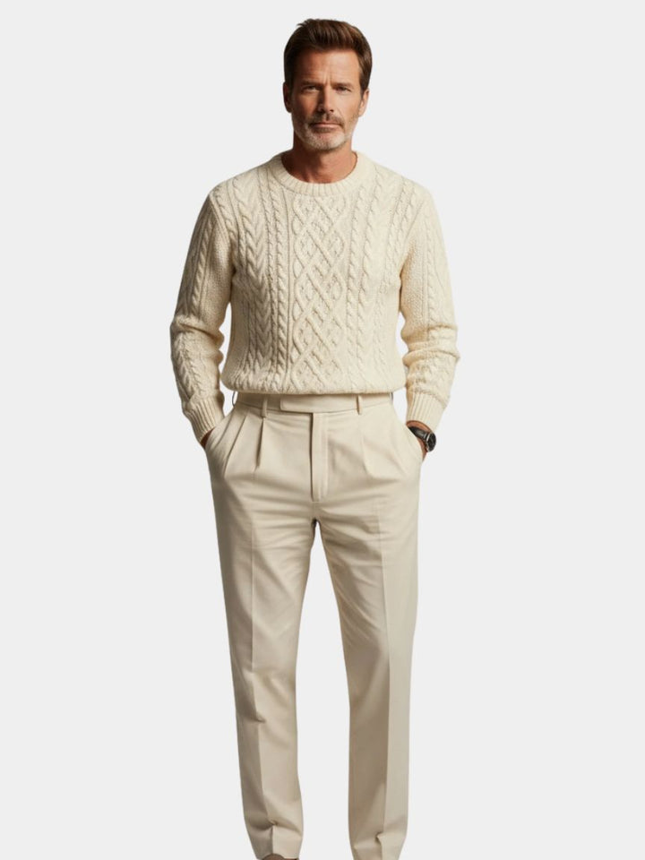Minimalist Men's Sweater with Premium Fabric - Elegant Crew Neck Pullover