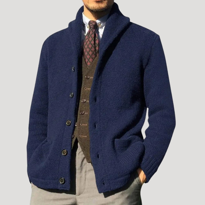 Men's Wool Cardigan with Shawl Collar - Elegant Coatigan Winter Jacket
