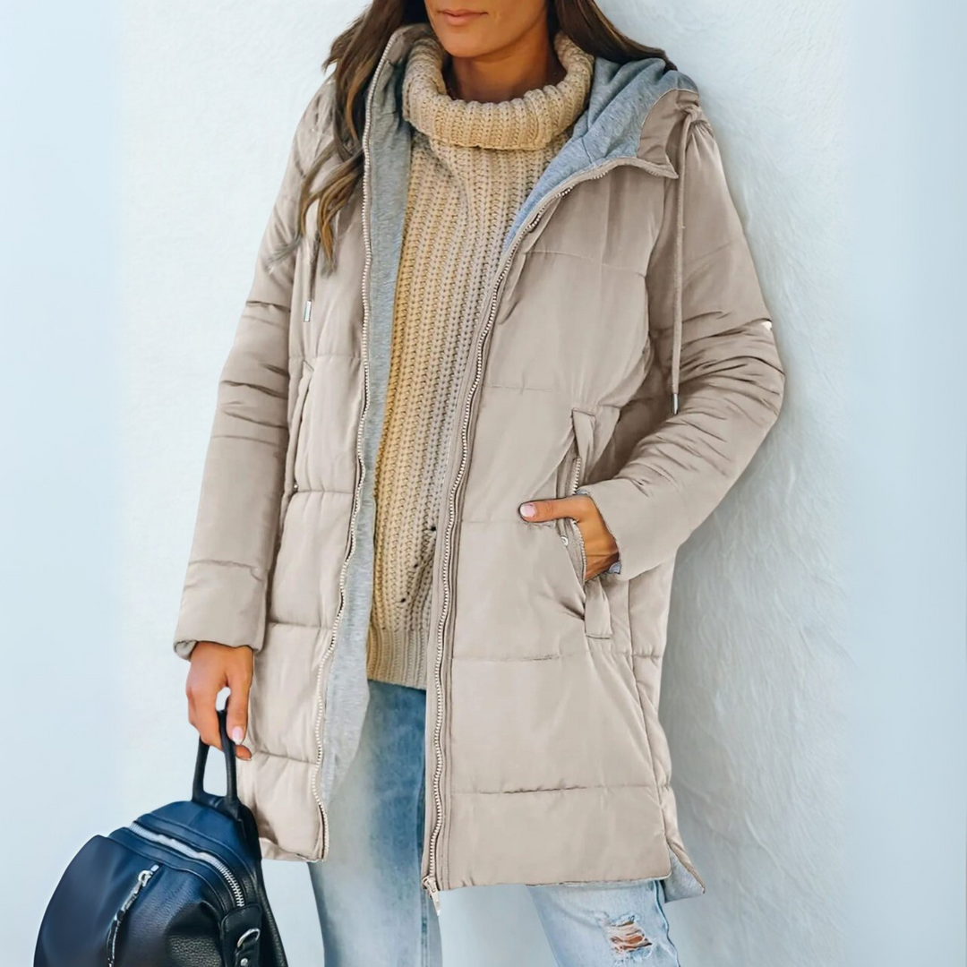 Women's Warm Hooded Down Jacket - Winter Puffer Jacket