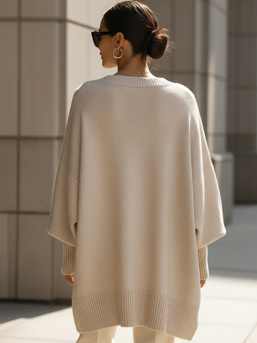 Oversized Women's Sweater - Cozy & Elegant for Casual Wear and Lounging at Home