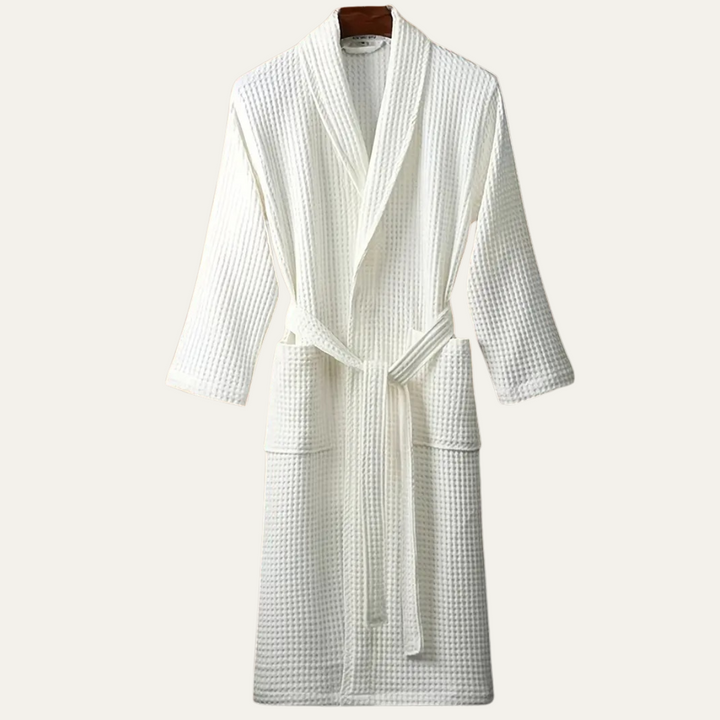 Lightweight Cotton Waffle Men's Spa Bathrobe with Belt