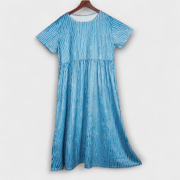 Elegant Women's Long Dress with Plaid Pattern - Casual Retro Style