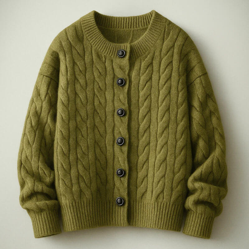 Classic Men's Cable Knit Cardigan with Button Placket