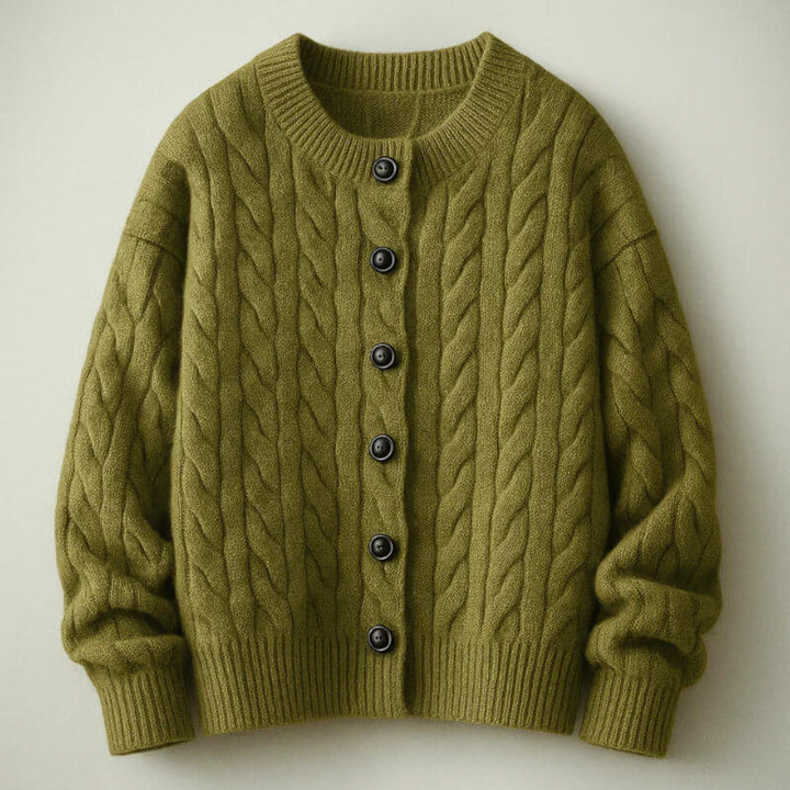 Classic Men's Cable Knit Cardigan with Button Placket