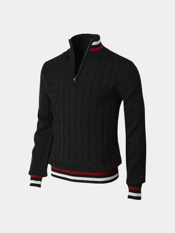 Men's Half-Zip Turtleneck Pullover - Elegant Half-Zip Sweater