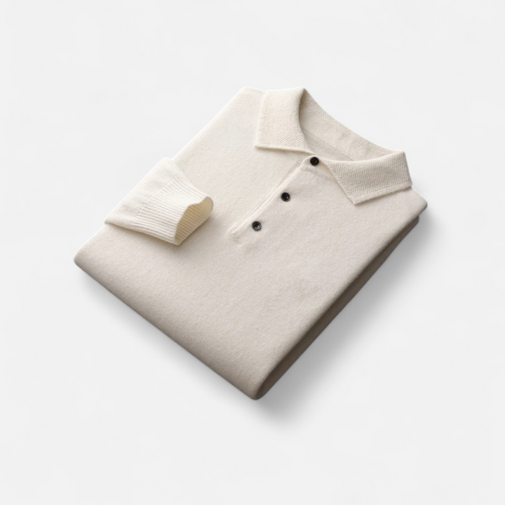 Elegant Men's Merino Wool Polo Sweater