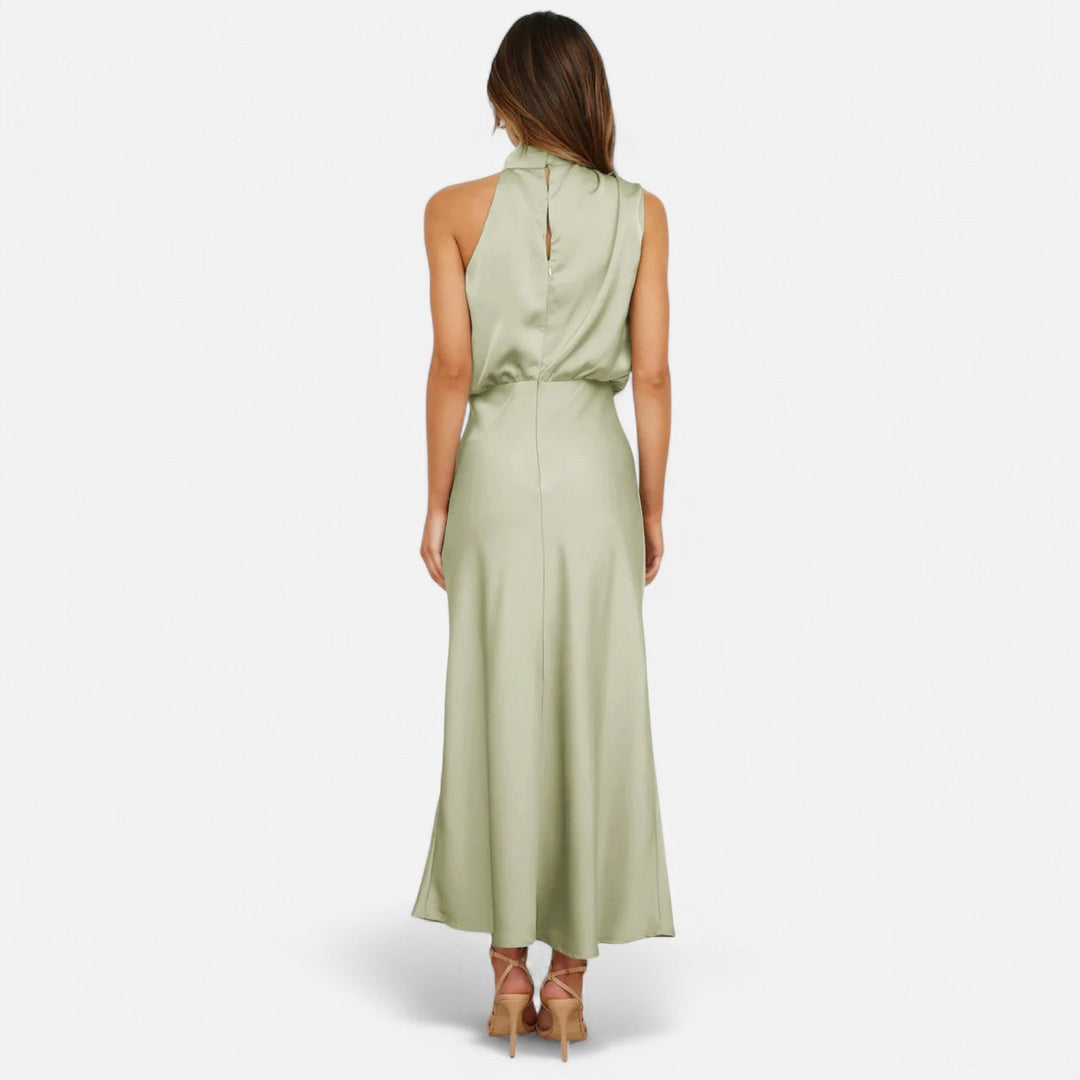 Women's Elegant Sleeveless Long Satin Dress