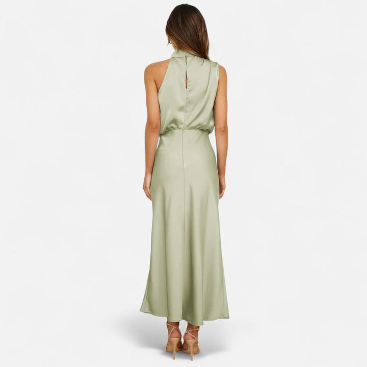 Women's Elegant Sleeveless Long Satin Dress