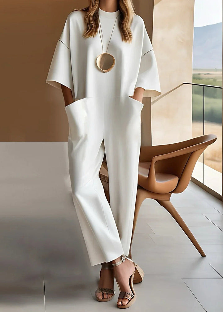 Elegant Short-Sleeve Women's Jumpsuit
