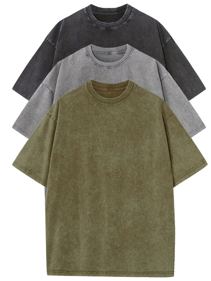 Oversized Cotton Basic Men's T-Shirt Set 3-Pack