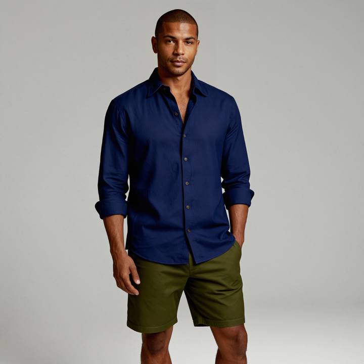 Classic Breathable Men's Long Sleeve Linen Shirt