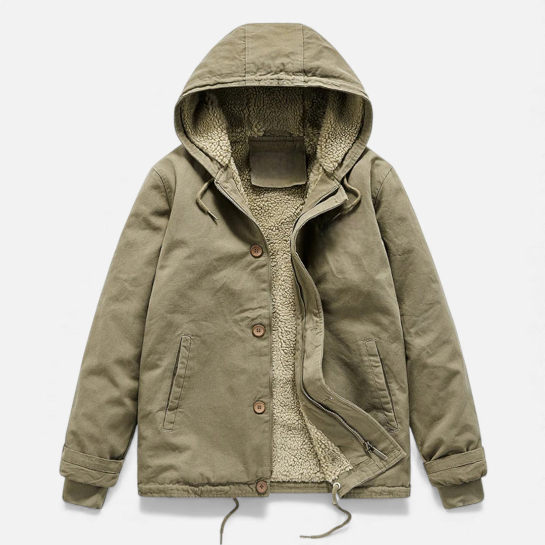 Warm Lined Men's Winter Jacket with Hood