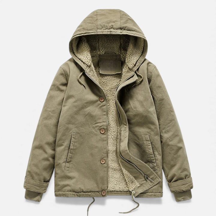 Warm Lined Men's Winter Jacket with Hood