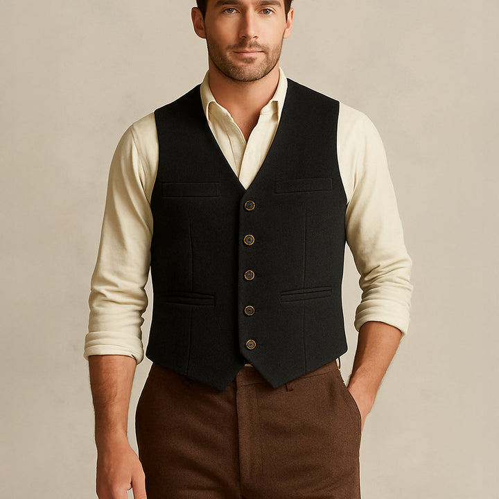Elegant Vintage Men's Button-Up Vest