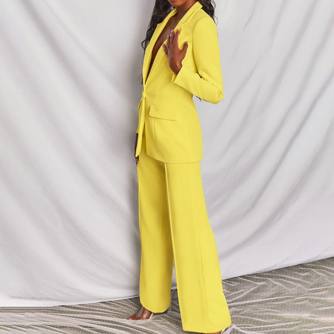 Elegant Women's Blazer Set - Business Suit with Pants for Formal Occasions