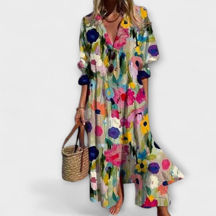 Flattering Women's Maxi Dress with Tummy Coverage - Flowy Fit