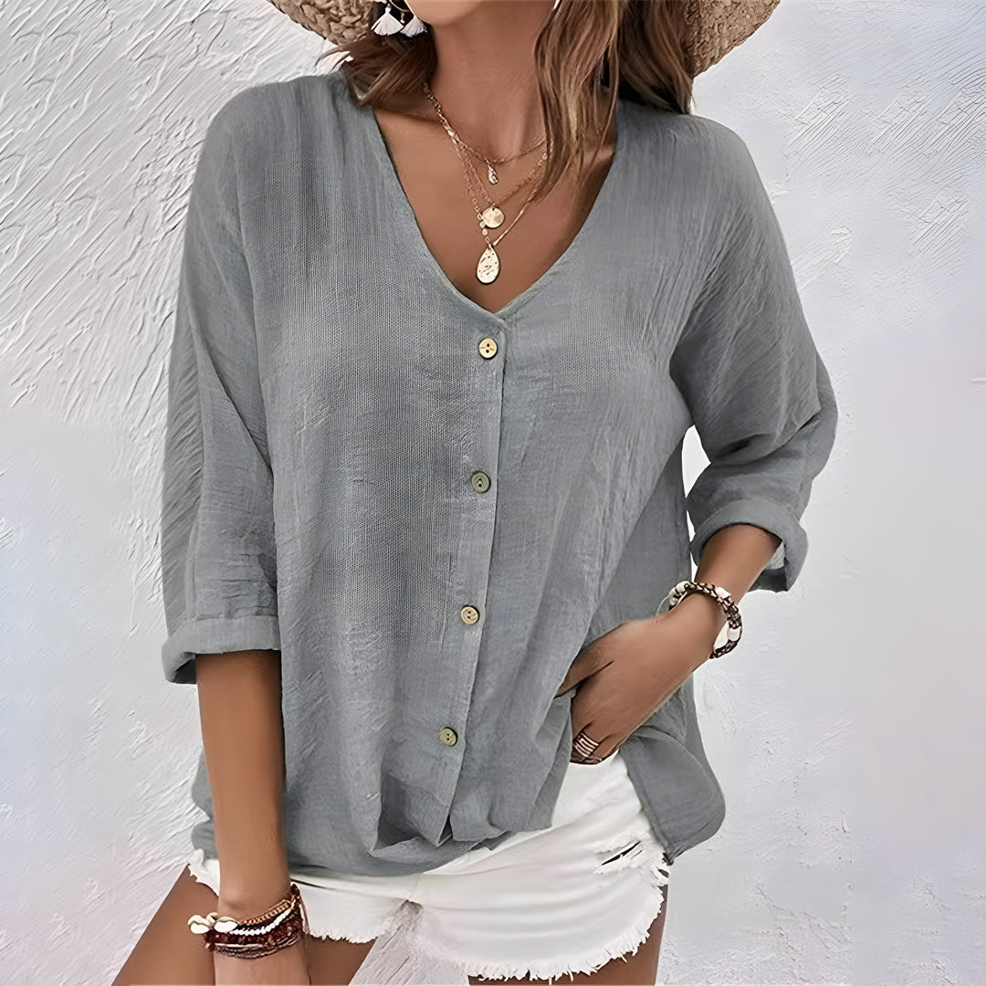 Casual Relaxed Women's Button-Up Blouse