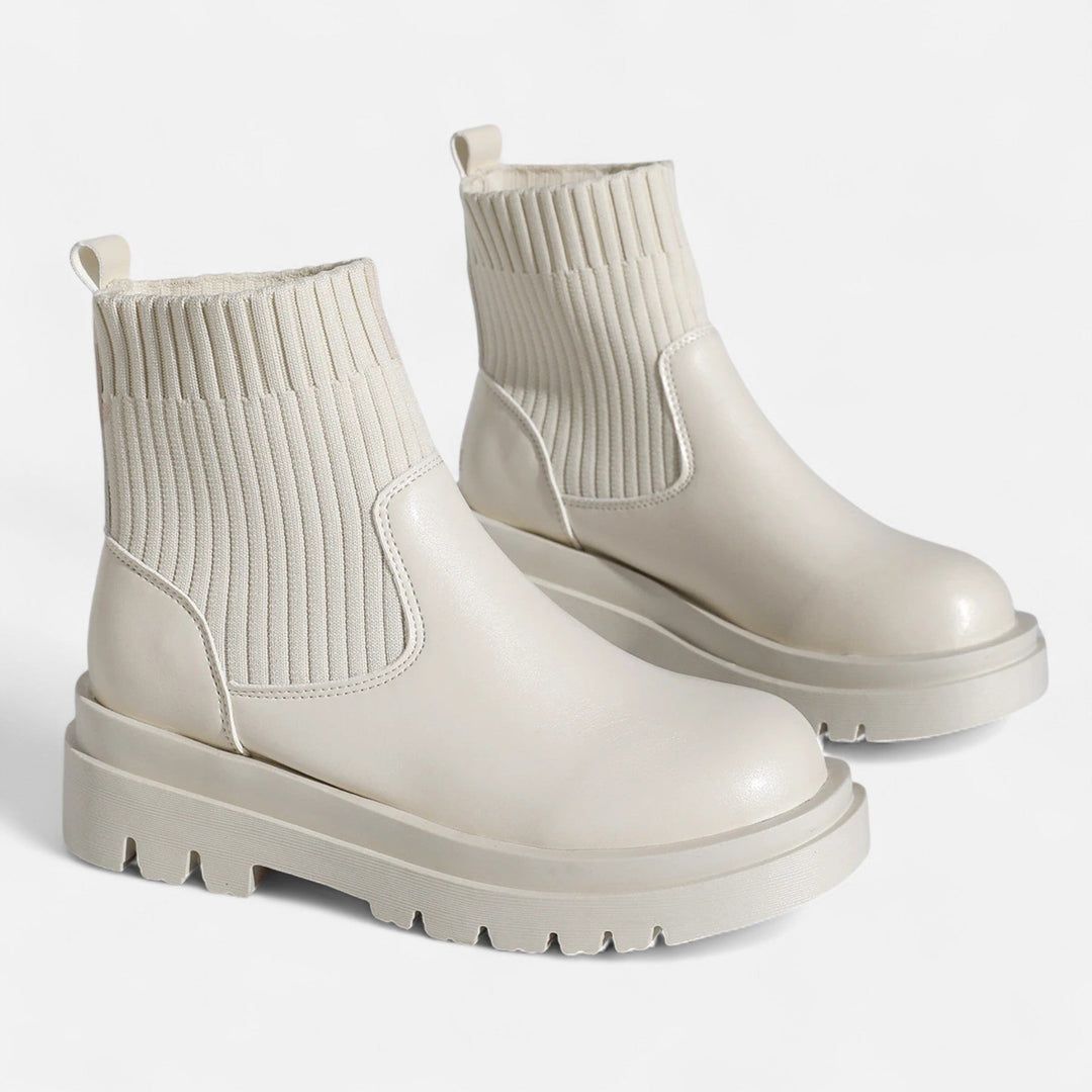 Elegant Women's Block Heel Ankle Boots - Slip-On Design
