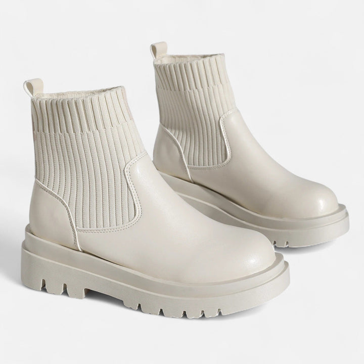 Elegant Women's Block Heel Ankle Boots - Slip-On Design