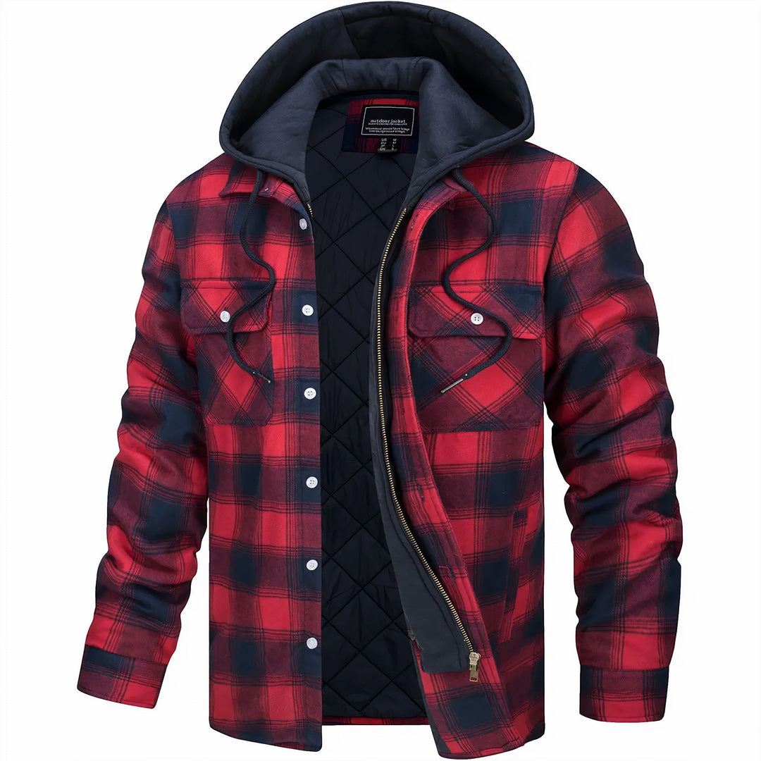Men's Plaid Transitional Jacket with Zip Closure