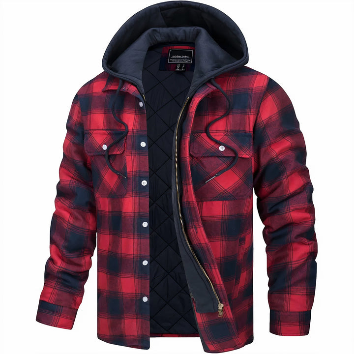 Men's Plaid Transitional Jacket with Zip Closure