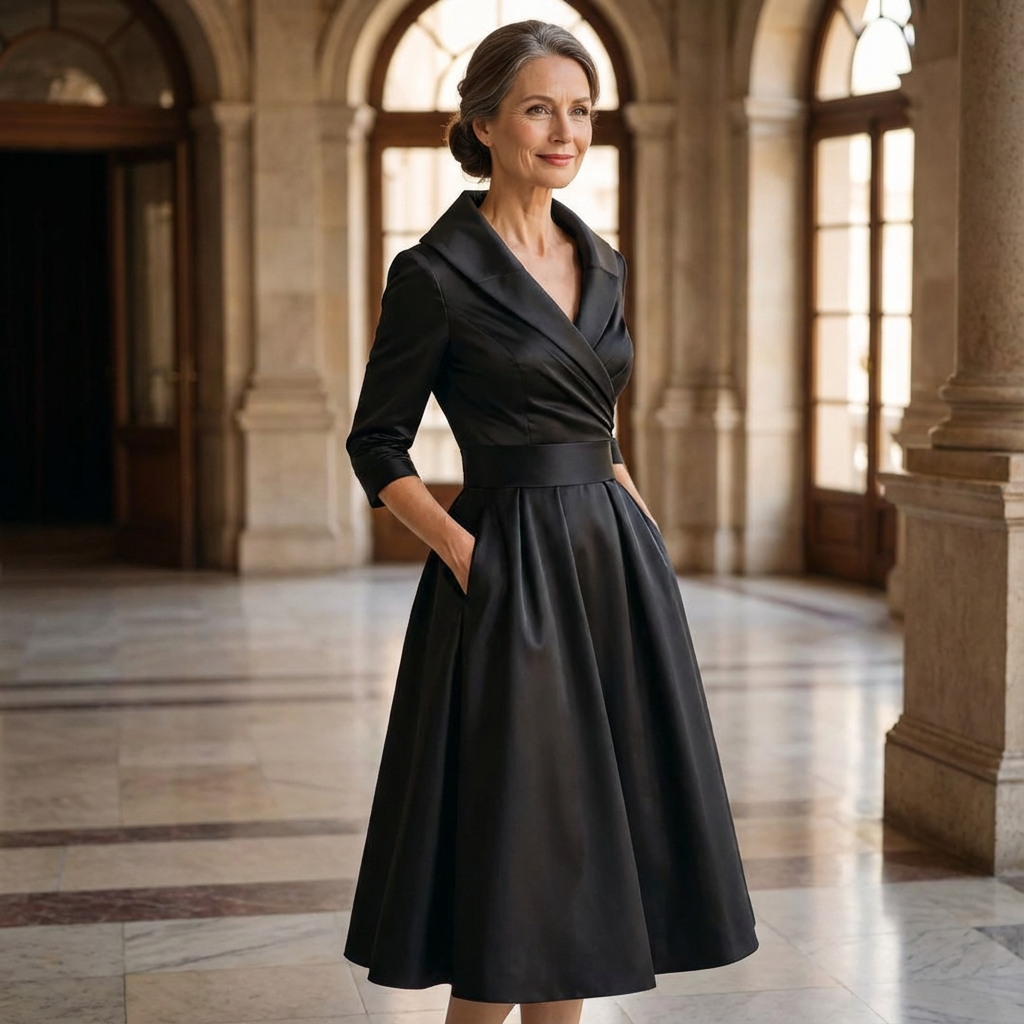 Women's Elegant Midi Dress with Subtle Shimmer