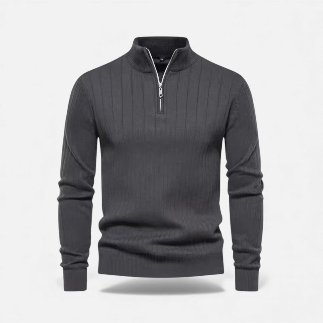 Warm Minimalist Men's Knit Zip Sweater