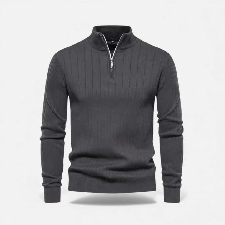 Warm Minimalist Men's Knit Zip Sweater