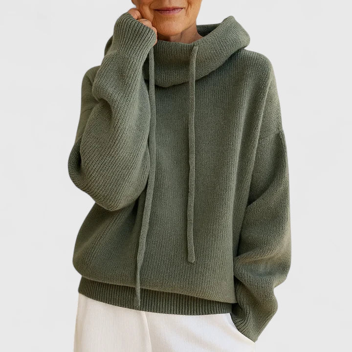 Cozy Women's Knit Hoodie - Soft Pullover for Relaxed Comfort